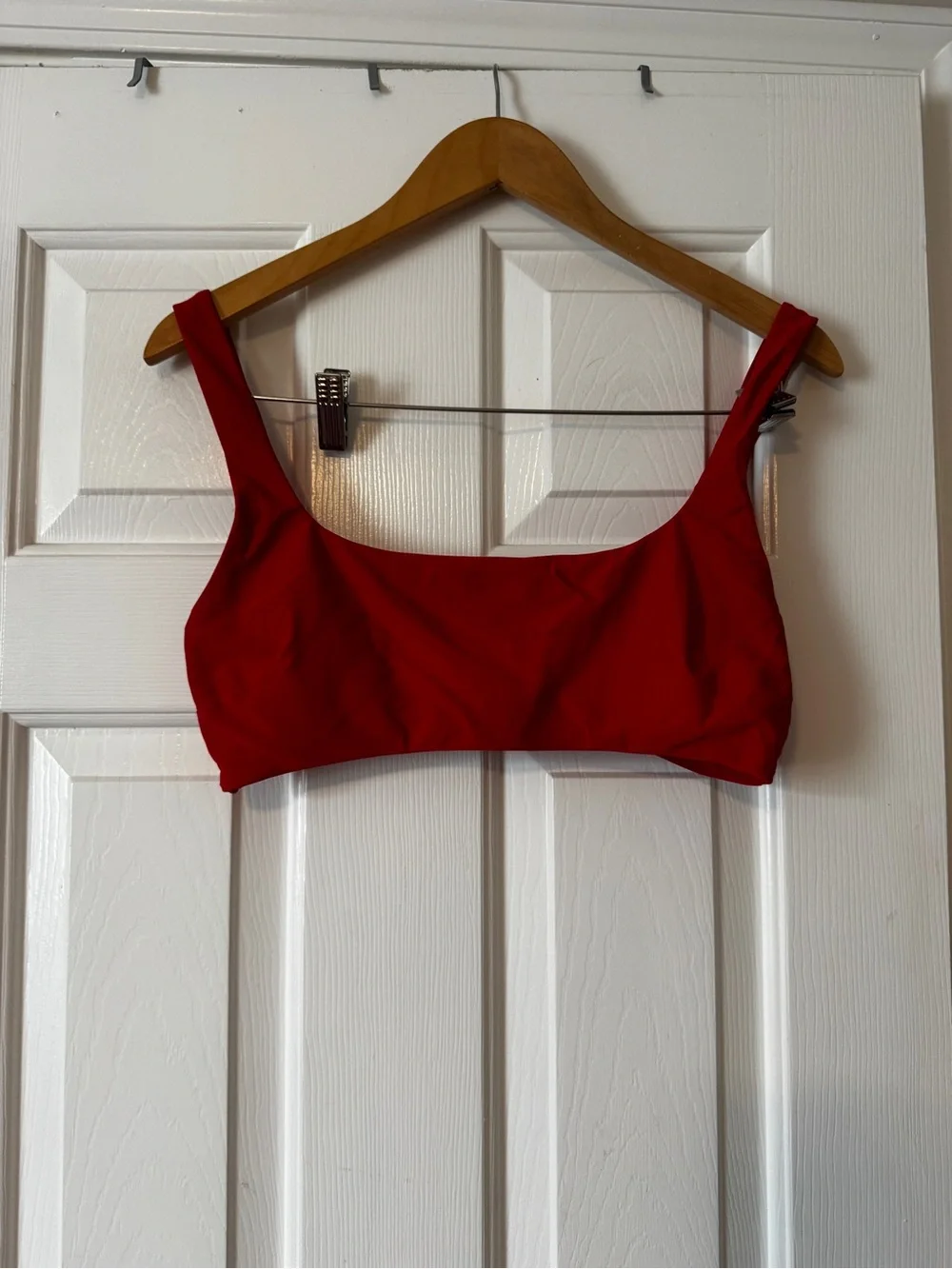 Aerie Bright Red Two-Piece Bikini Set | Scoop Neck Top L | High Cut Cheeky Botto